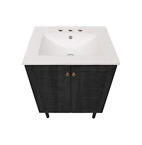 Swiss Madison 24" Freestanding Bathroom Vanity in Black Oak with 3-Hole Widespread Sink Top