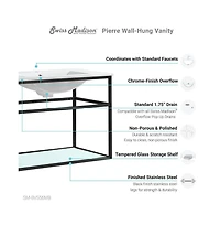Swiss MadisonPierre 30 Single, Open Shelf, Matte Black Metal Frame Bathroom Vanity