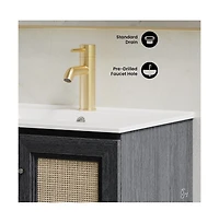 Swiss Madison 24" Wall-Mounted Bathroom Vanity in Black Oak with Single Faucet Hole Vanity Top