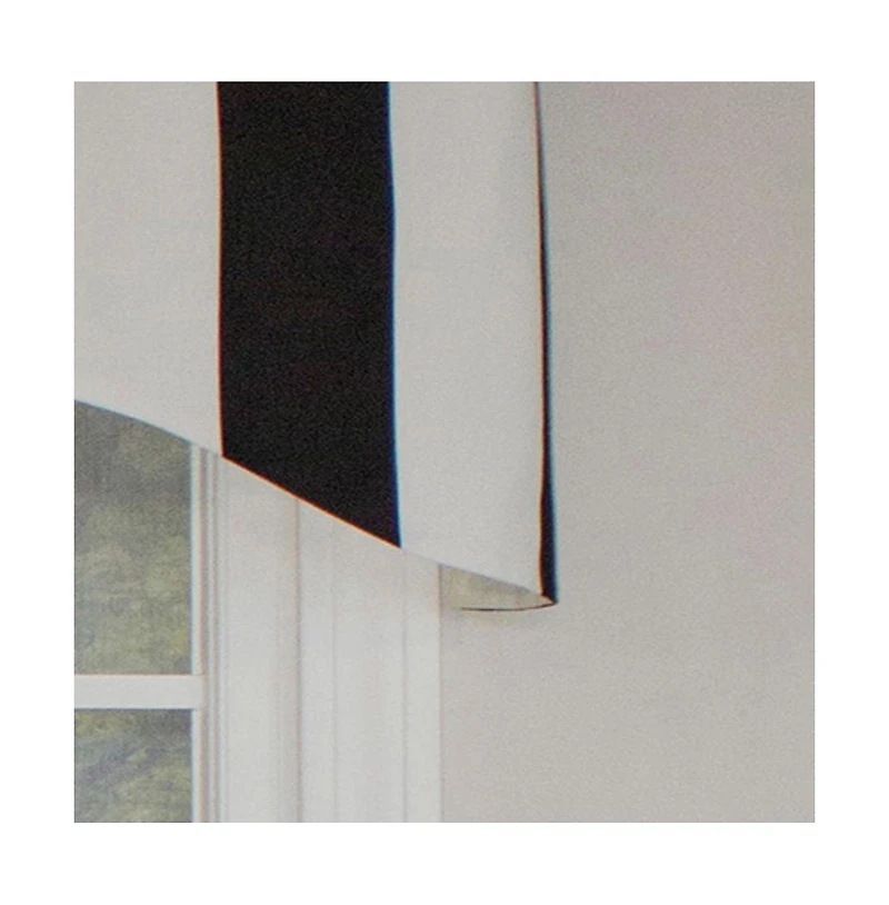 Cabana Stripe Design 3" Rod Pocket Valance 50" x 17" Black by Rlf Home