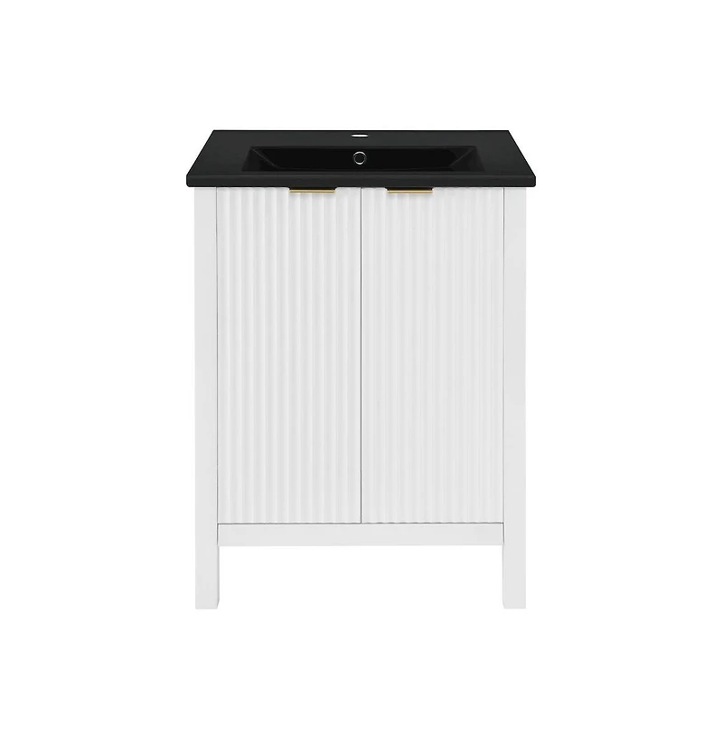 Swiss Madison Bastille 24 in. White Bathroom Vanity With Black Ceramic Sink Top