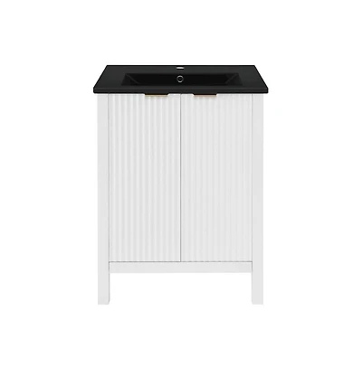 Swiss Madison Bastille 24 in. White Bathroom Vanity With Black Ceramic Sink Top