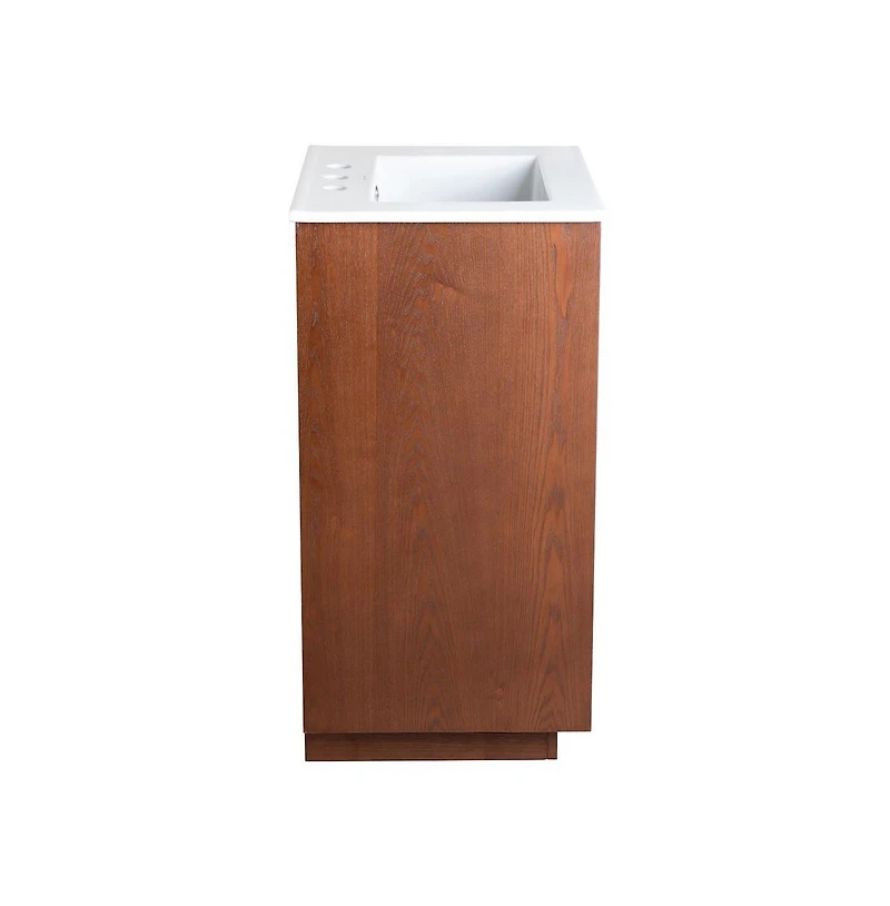 Swiss Madison 24" Freestanding Bathroom Vanity in Brown Oak with 3-Hole Centerset Sink Top