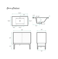 Bosse 36" Freestanding Bathroom Vanity in Natural Oak with Sink Top