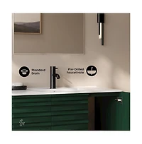 Swiss Madison Cascade 36" Wall-Mounted Bathroom Vanity in Oak with Sink Top