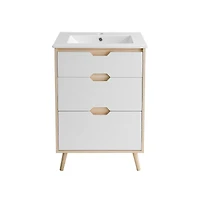 Swiss Madison Brusque 24" Freestanding Bathroom Vanity in Natural Oak with Sink Top