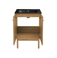 Swiss MadisonClasse 24" Freestanding Bathroom Vanity in Golden Oak with Black Sink Top