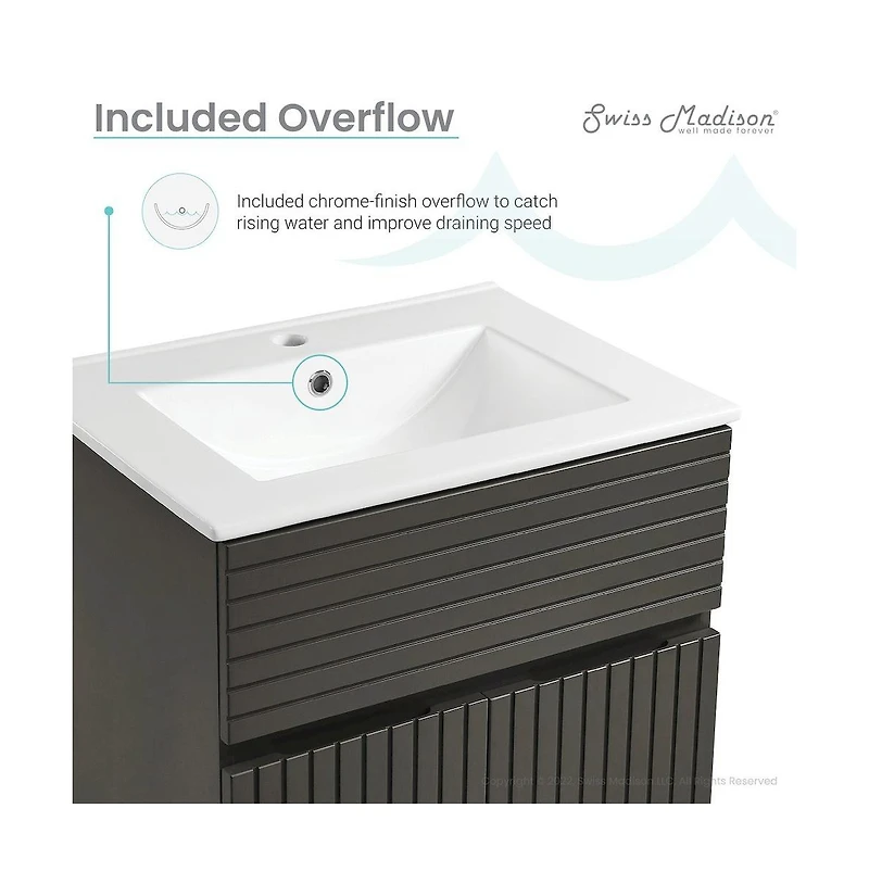 Swiss Madison Bernay 24" Bathroom Vanity in Cedar Gray