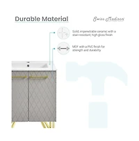 Annecy 24" Freestanding Bathroom Vanity in Diamond Gray with Sink Top