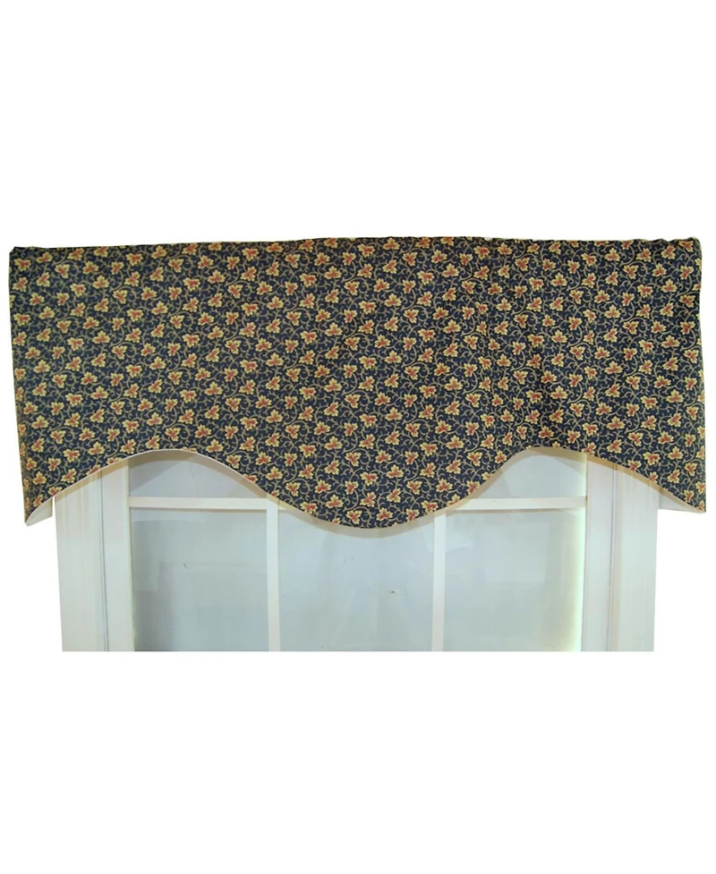 Rlf Home Fenia Cornice 100% Cotton with Fully Lined 3" Rod Pocket Valnance for Windows 50" x 17" Blue