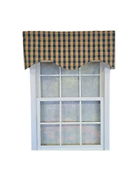 Rlf Home 100% Cotton Cherry Plaid Cornice Fully lined Windows Rod Pocket Valance 50" x 17" Navy