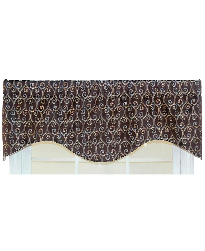 Rlf Home Twine Cornice 100% Cotton with Fully Lined 3" Rod Pocket Valnance for Windows 50" x 17" Cocoa
