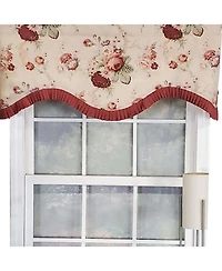 Rlf Home Norfolk Ruffled Cornice 100% Cotton with Fully Lined 3" Rod Pocket Valnance for Windows 50" x 17" Natural