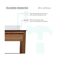 Swiss Madison 36" Reclaimed Wood Vanity, Walnut, Slate Countertop and Single Hole Vessel Sink