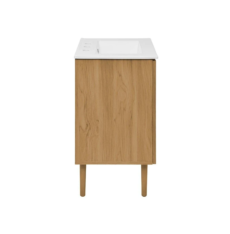 Swiss Madison 24" Freestanding Bathroom Vanity in Golden Oak with 3-Hole Centerset Sink Top