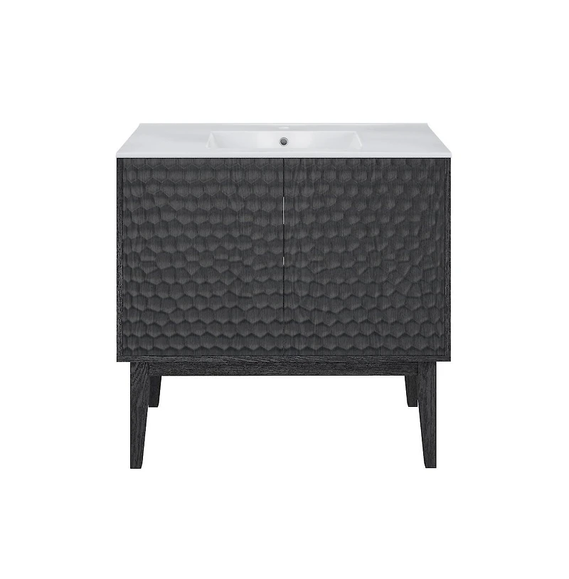 Swiss MadisonBosse 36" Freestanding Bathroom Vanity in Black Oak with Sink Top