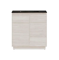 36" Freestanding Bathroom Vanity in White Oak, Black 3-Hole Widespread Sink Top