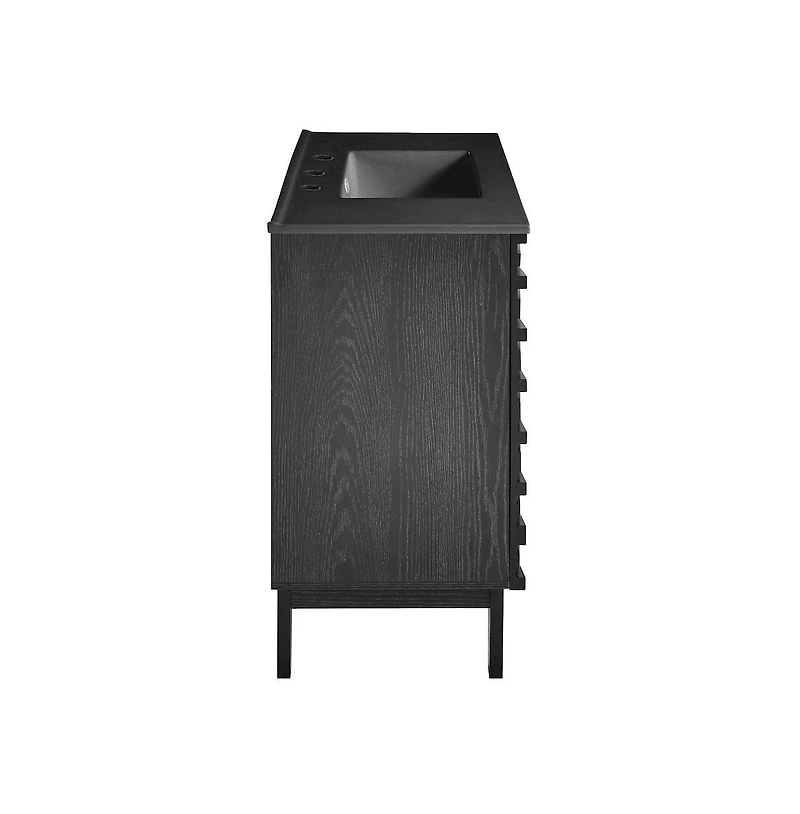 Swiss MadisonCascade 36 in. Black Oak Bathroom Vanity With Black, 3-Hole Ceramic Sink Top