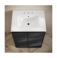 Swiss Madison 24" Freestanding Bathroom Vanity in Black Oak with 3-Hole Widespread Sink Top