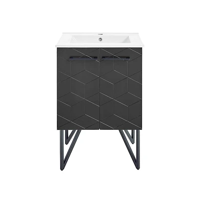 Swiss Madison Annecy 24" Freestanding Bathroom Vanity in Phantom Black with Sink Top
