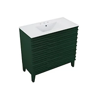 Swiss Madison36" Freestanding Bathroom Vanity in Green Oak with 3-Hole Widespread Sink Top