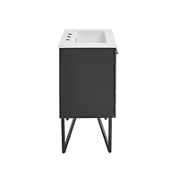 Annecy 24 in. Phantom Black Bathroom Vanity With White, 3-Hole Ceramic Sink Top