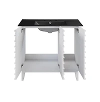 Cascade 36 in. White Oak Bathroom Vanity With Black, 3-Hole Ceramic Sink Top