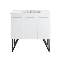 Swiss MadisonAnnecy 36 in. White Bathroom Vanity With White, 3-Hole Ceramic Sink Top