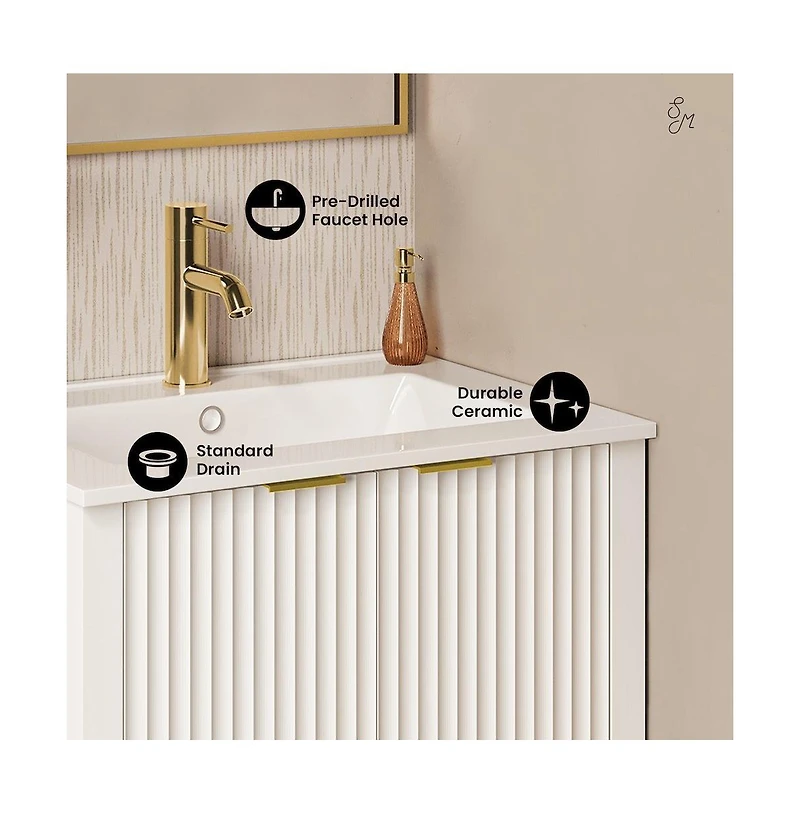 Swiss Madison Bastille 24" Freestanding Bathroom Vanity in White with Sink Top