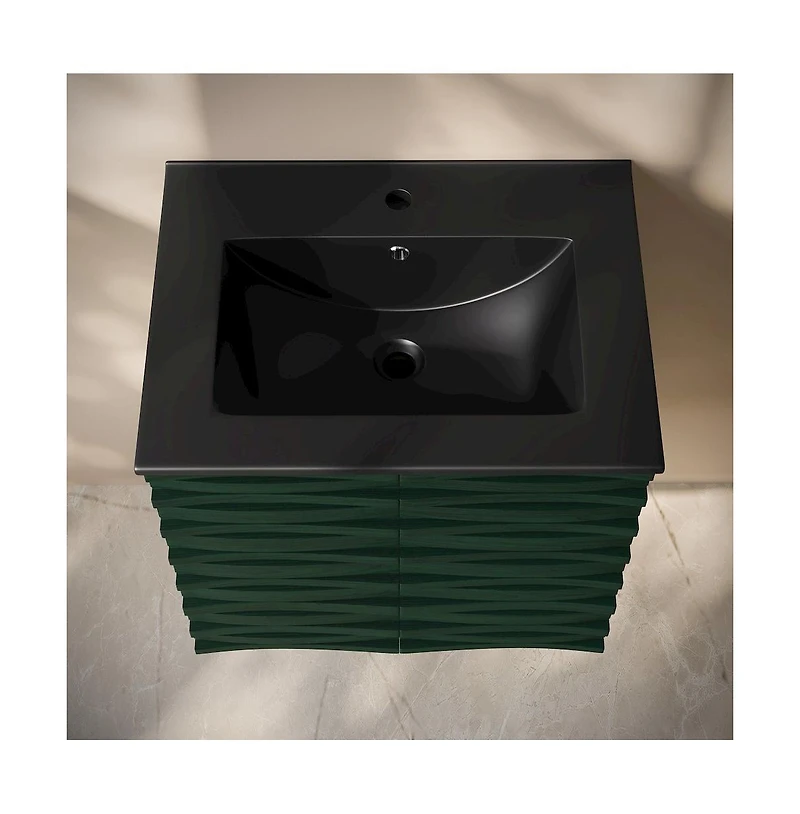 Swiss Madison Cascade 24" Wall-Mounted Bathroom Vanity in Oak with Sink Top