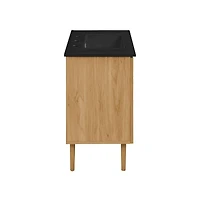 36" Freestanding Bathroom Vanity in Golden Oak, Black 3-Hole Widespread Sink Top