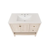 Swiss Madison36" Freestanding Bathroom Vanity in White Oak with 3-Hole Widespread Sink Top