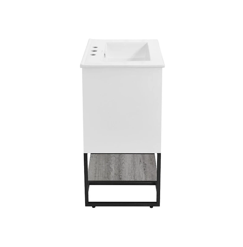 Swiss Madison Marseille 24 in. Gray Oak Bathroom Vanity With White, 3-Hole Ceramic Sink Top