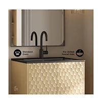 Swiss Madison Bosse 24" Freestanding Bathroom Vanity in Natural Oak with Black Sink Top