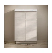 Swiss Madison 24" Freestanding Bathroom Vanity in White Oak with 3-Hole Centerset Sink Top