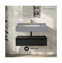 Swiss Madison 36" Wall-Mounted Bathroom Vanity in Black Oak with Charcoal Gray Sink Top