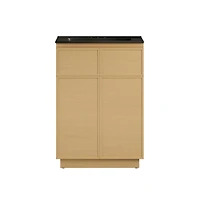 Swiss Madison 24" Freestanding Bathroom Vanity in Natural Oak, Black 3-Hole Centerset Sink Top