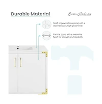 Swiss Madison Voltaire 36" Freestanding Bathroom Vanity in White with Sink Top