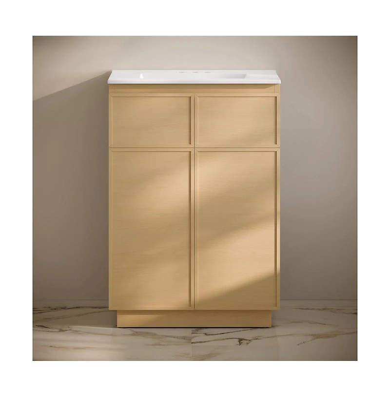 Swiss Madison 24" Freestanding Bathroom Vanity in Natural Oak with 3-Hole Centerset Sink Top