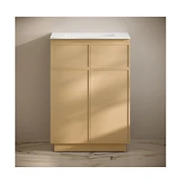 Swiss Madison 24" Freestanding Bathroom Vanity in Natural Oak with 3-Hole Centerset Sink Top