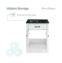 Swiss Madison Burdon 24" Freestanding Bathroom Vanity, White, Black 3-Hole Centerset Sink Top