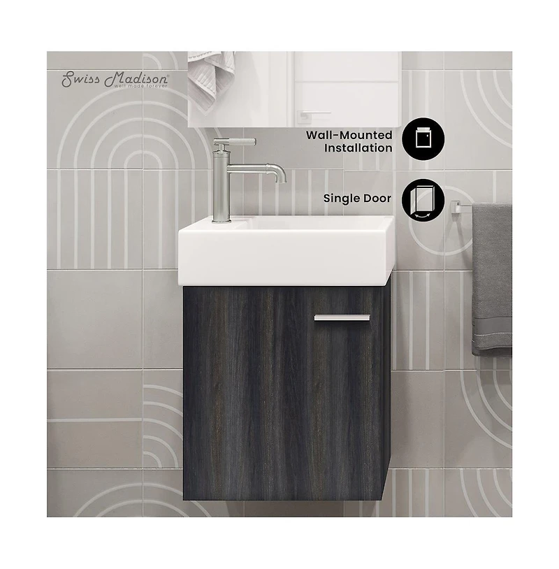 Colmer 18 Single, Black Walnut, One Cabinet, Bathroom Vanity