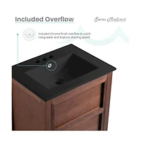 Swiss Madison Nadar 24 in. Brown Walnut Bathroom Vanity With Black, 3-Hole Ceramic Sink Top