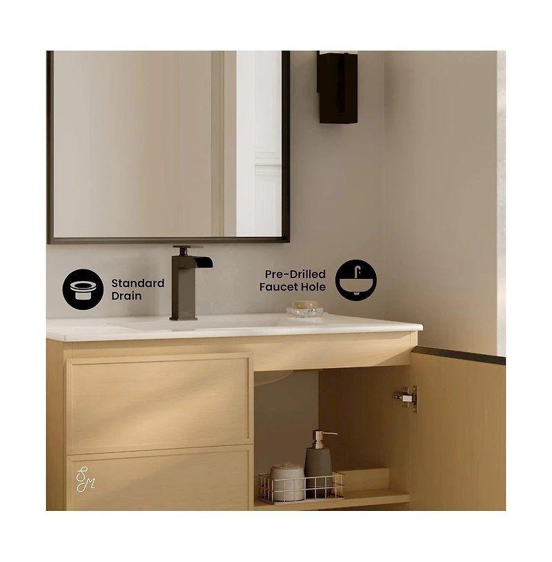 Swiss Madison St. Tropez 36" Freestanding Bathroom Vanity in Natural Oak with Sink Top