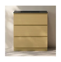 Swiss Madison Liberte 30" Freestanding Bathroom Vanity in Natural Oak with Black Sink Top