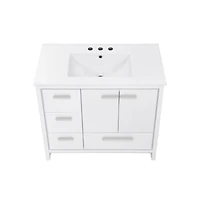 Virage 36 in. White Bathroom Vanity With White, 3-Hole Ceramic Sink Top