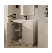 Swiss Madison St. Tropez 36" Freestanding Bathroom Vanity in White Oak with Sink Top