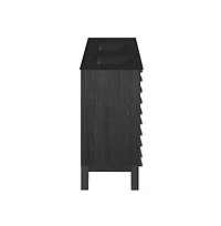 Swiss Madison48 in. Black Oak, Double Basin Bathroom Vanity, Black, 3-Hole Ceramic Sink Top