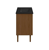 Swiss Madison 36" Freestanding Bathroom Vanity in Brown Oak, Black 3-Hole Widespread Sink Top
