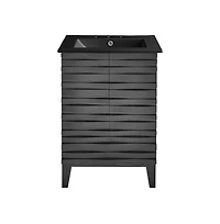 Swiss Madison Cascade 24 in. Black Oak Bathroom Vanity With Black, 3-Hole Ceramic Sink Top